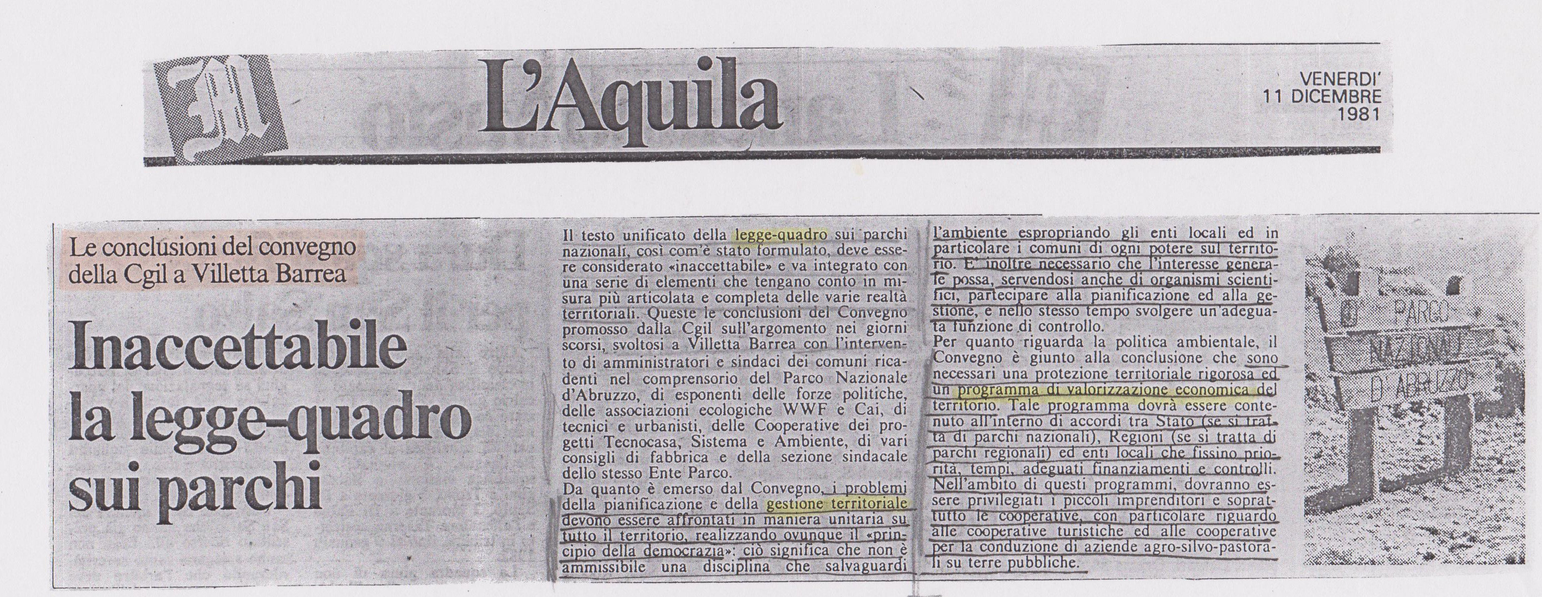 1981.12.11. Messaggero. Convegno Cgil Villetta Barrea